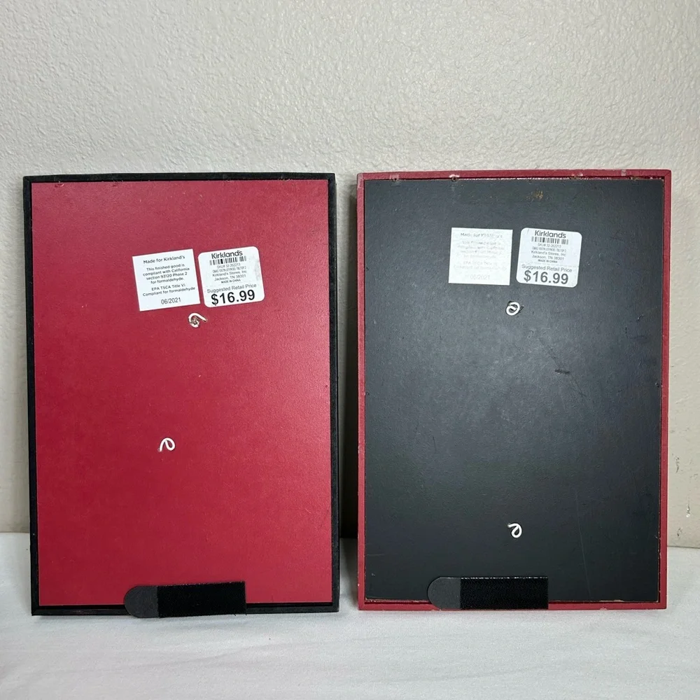 2 Set JOY NOEL Red Bkack White Wood Metal Modern Minimalist‎ Wall Shadow Box Art